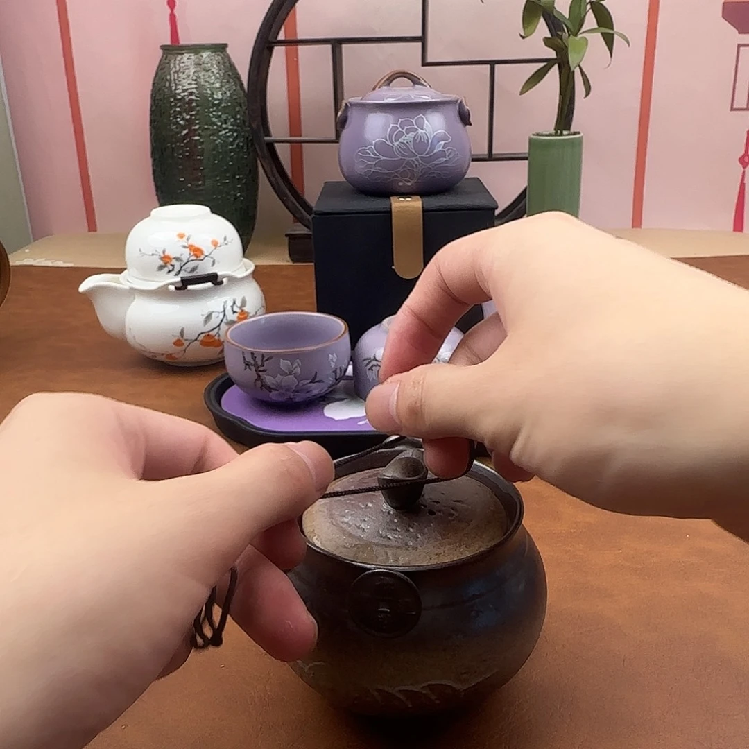 元宝柴烧宝瓶手抓壶