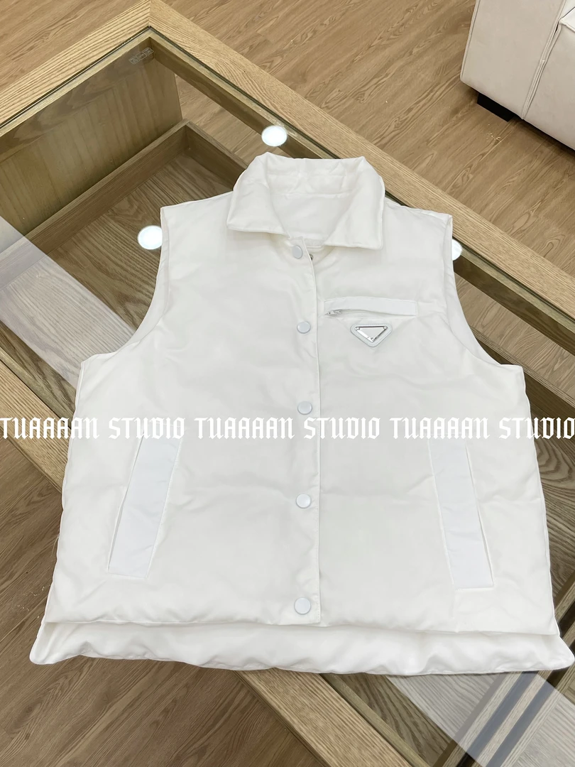 TUAAAAN"茉白"秋冬简约排扣休闲轻薄鸭绒马夹#TT8173