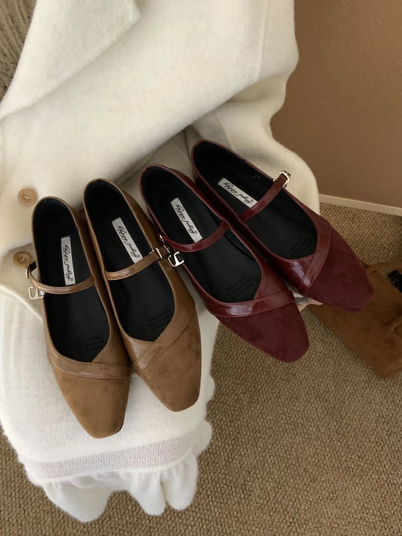 913-91  内增高3.5cm软底复古方头女鞋子百搭法式温柔浅口