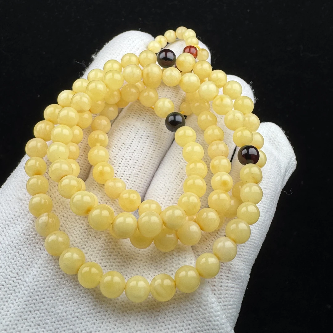 C1247天然蜜蜡制品 俄料圆珠108长串5.8mm 一物一图假一罚十