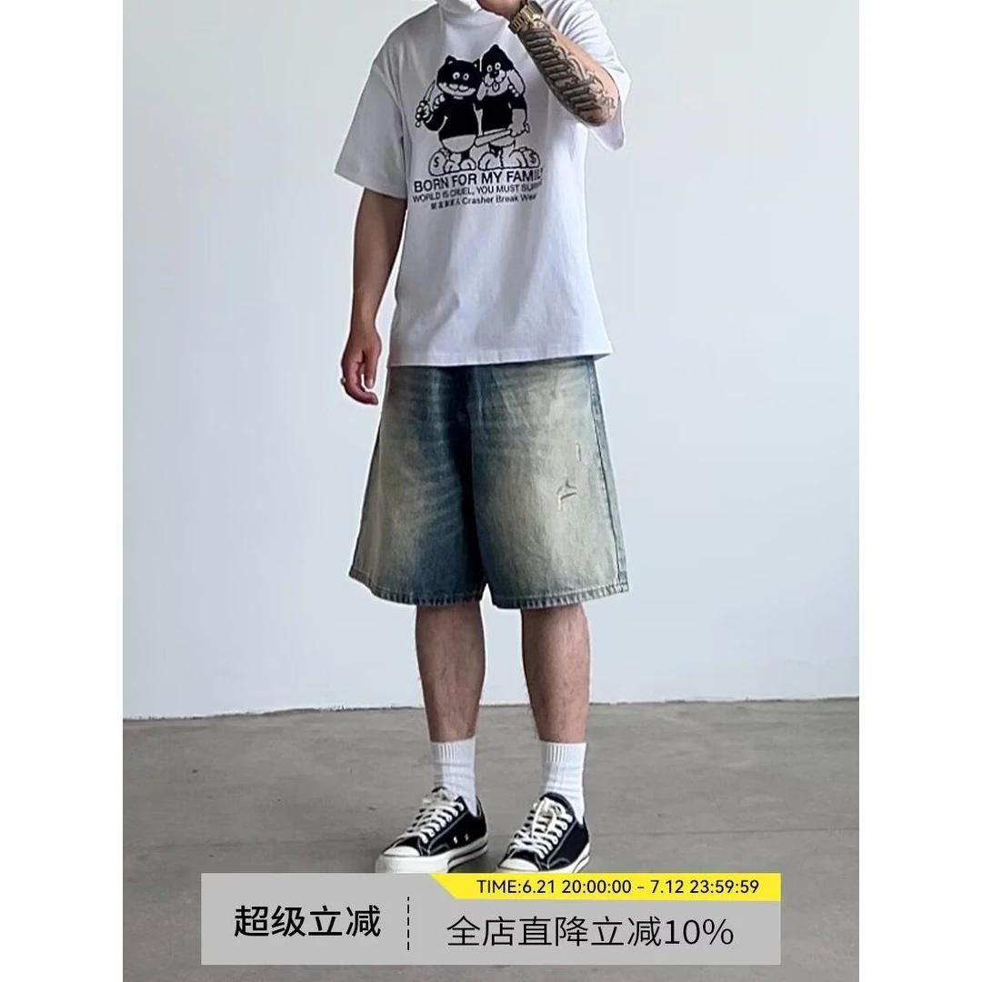 2025年新款TRYTHMCLUB 美式高街复古李小龙印花短袖t恤夏季潮牌宽