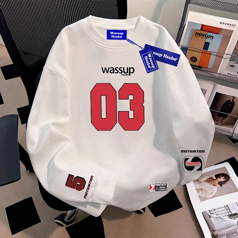WASSUP HSUBE高街潮酷oversize长袖T恤重磅美式潮流纯棉上衣男士