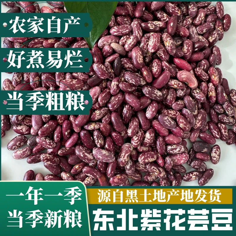 东北新豆紫花四季豆紫花芸豆特产花腰新粮五谷杂粮做豆馅大碴粥