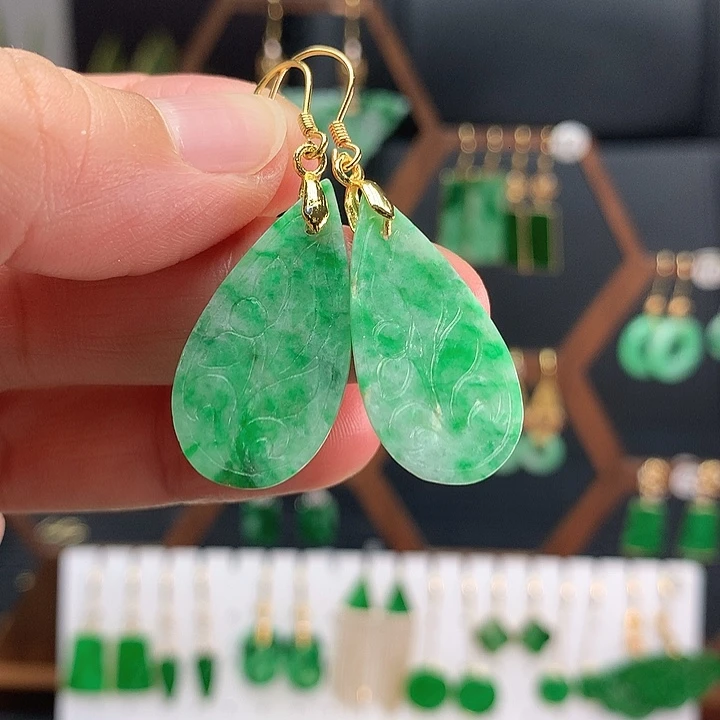 翡翠银S925镶嵌耳饰耳饰