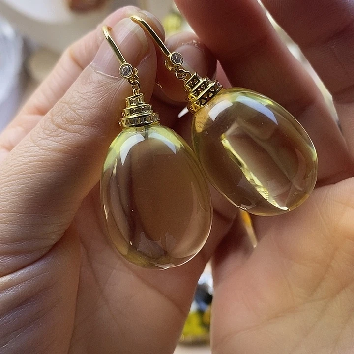 琥珀未镶嵌耳饰明珀耳坠