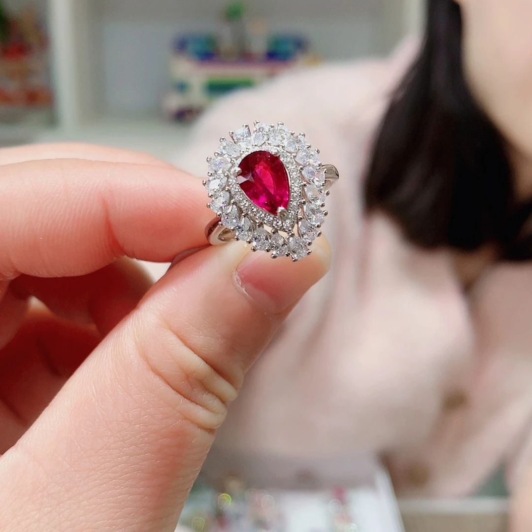 碧玺戒指银S925镶嵌求*欠戒指超美