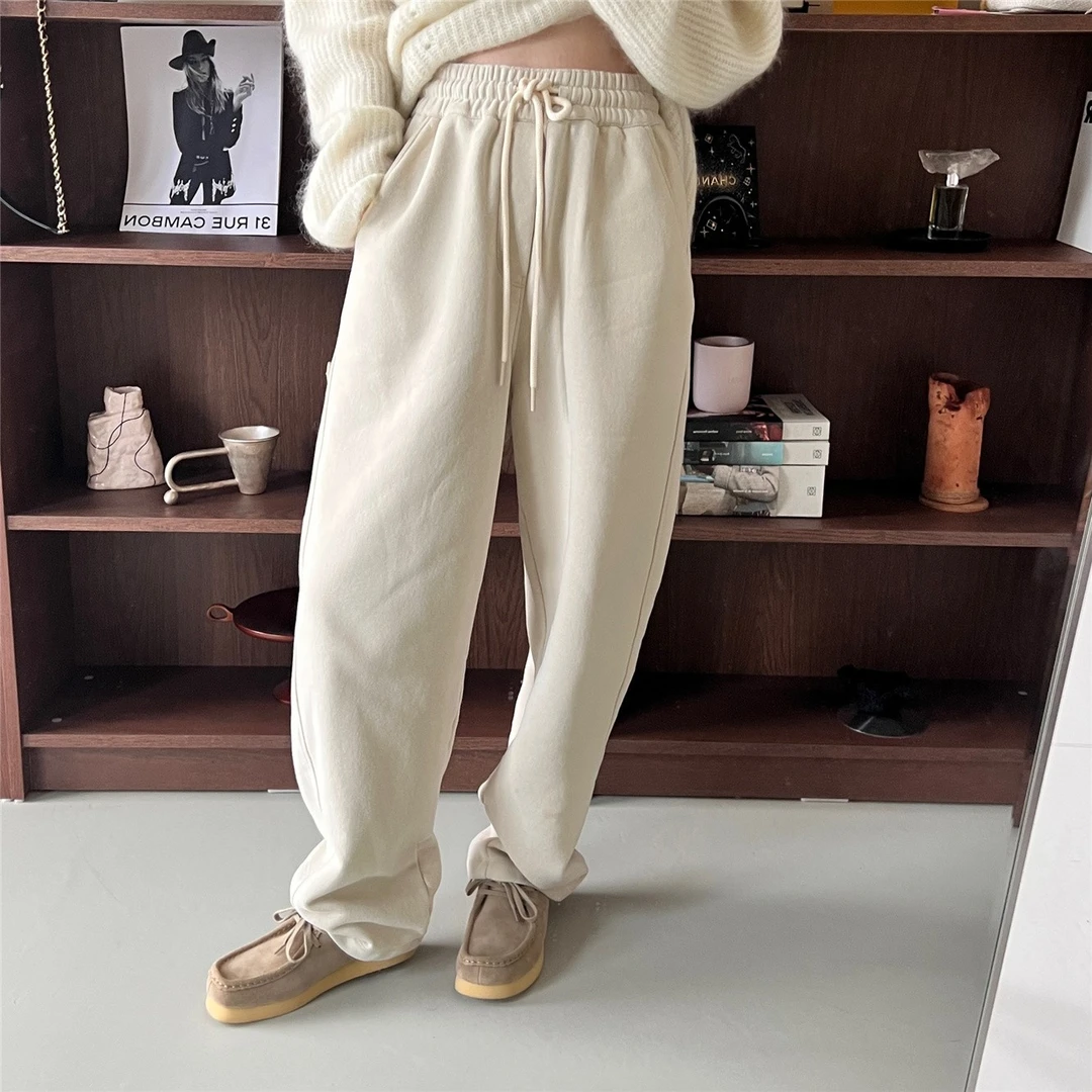 ByJunjun 秋冬新品珺珺自留推荐极简百搭休闲裤松紧腰小直筒卫裤