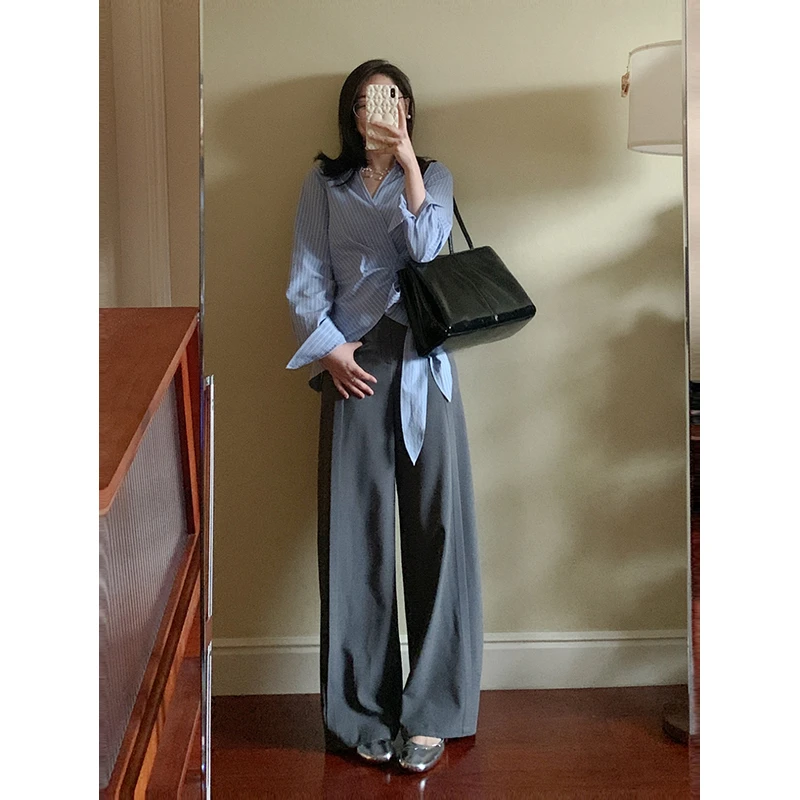 花总吖【长腿助攻】早春新款老钱率性休闲阔腿雅痞西装裤R425K01805