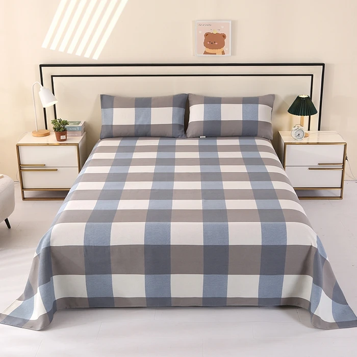 （热卖款）加厚老粗布床单三件套简约亲肤透气套件