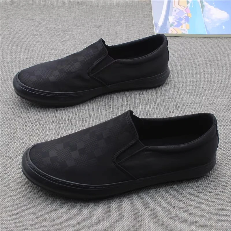 男鞋新款低帮一脚蹬冰丝透气舒适软底免系带简约百搭休闲套脚板鞋