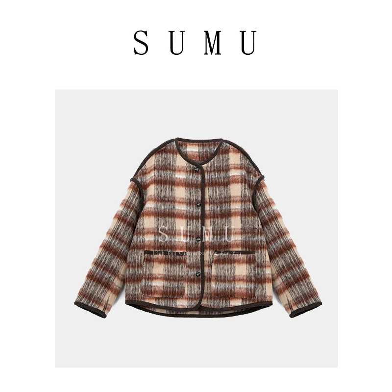 宿慕SUMU 格子鹅绒外套 12-14冬季新款女保暖百搭鹅绒服3772