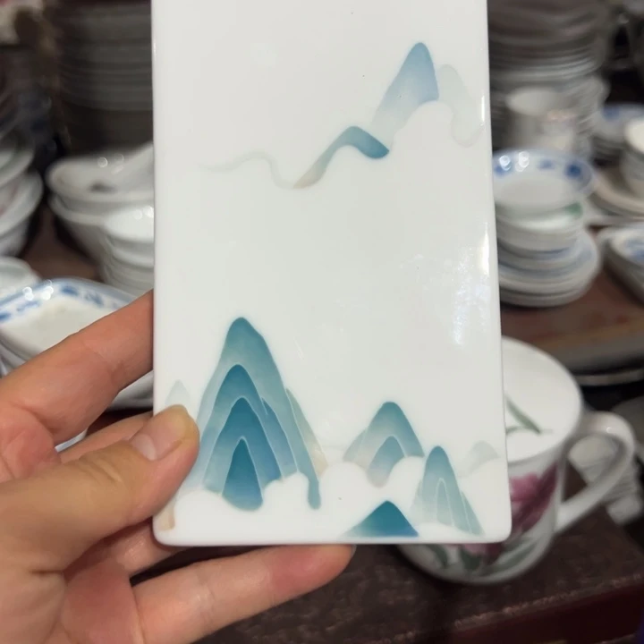 醴陵高温瓷手绘方茶托