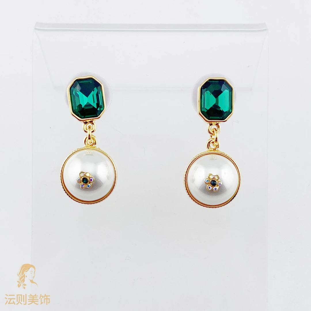 铜合金锆石耳饰 《木木》Y065欧美红色时尚轻奢水滴耳环