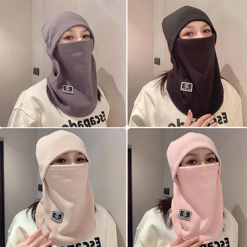 男女头盔内胆帽冬加绒户外防风骑车保暖防寒套头面罩围脖一体帽M