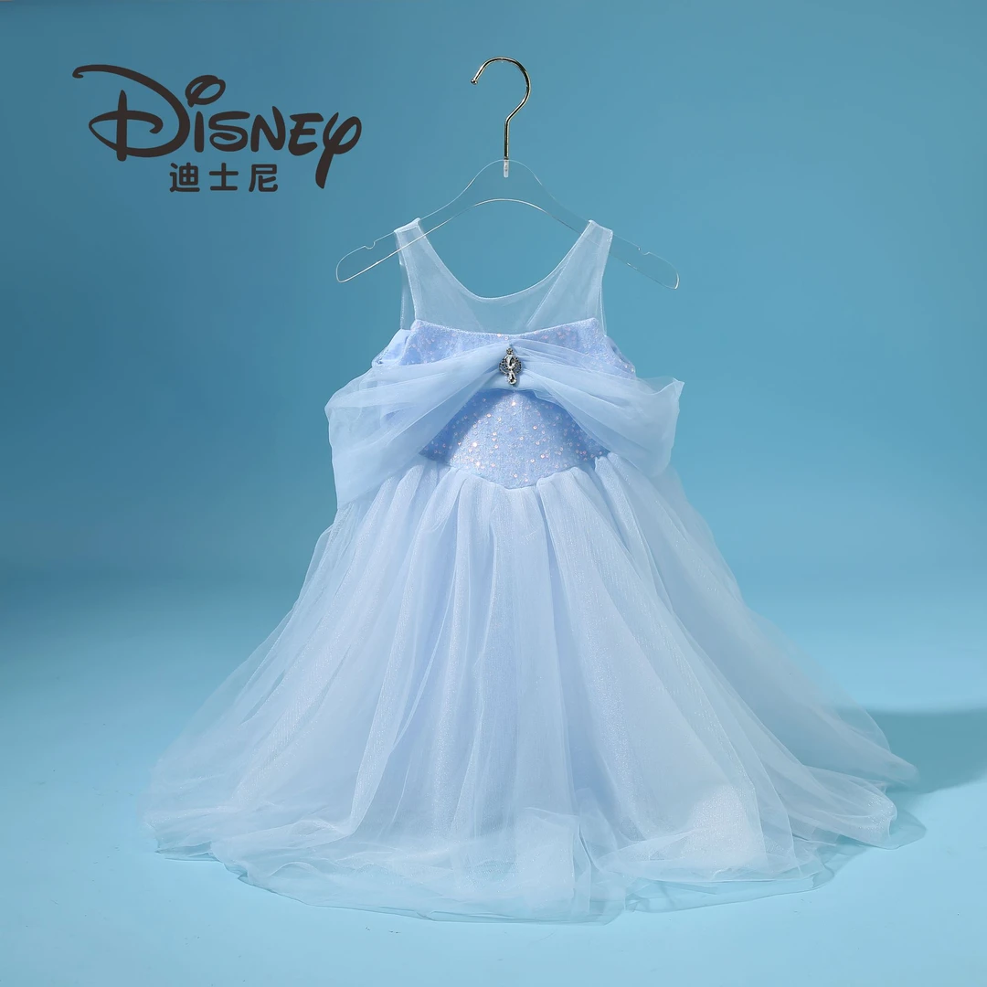 【W】Disney/迪士尼爱莎公主女童洋气短袖淑女公主连衣裙CZ058