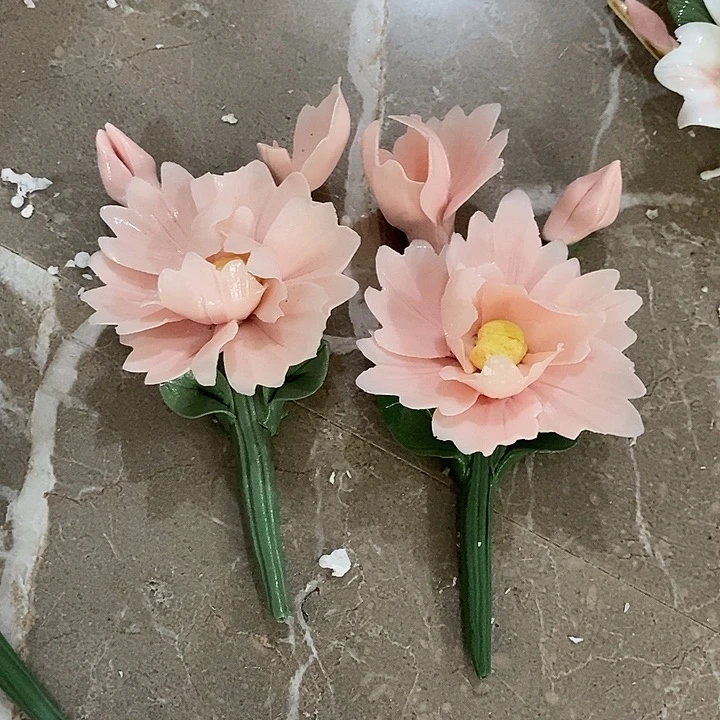 瓷片纯手工陶瓷花摆件1瑕