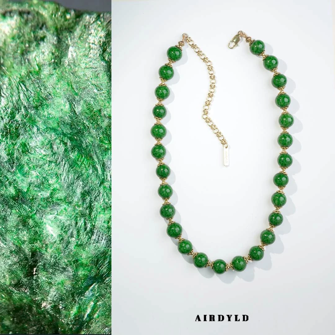 黄铜项链 【碧山】时尚百搭绿色坠链绿蛙皮素款短链项链