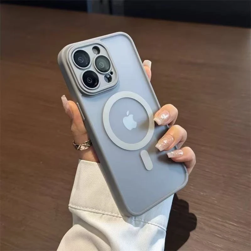 适用苹果16promax手机壳新款15简约16pro磨砂磁吸13镜头全包防摔