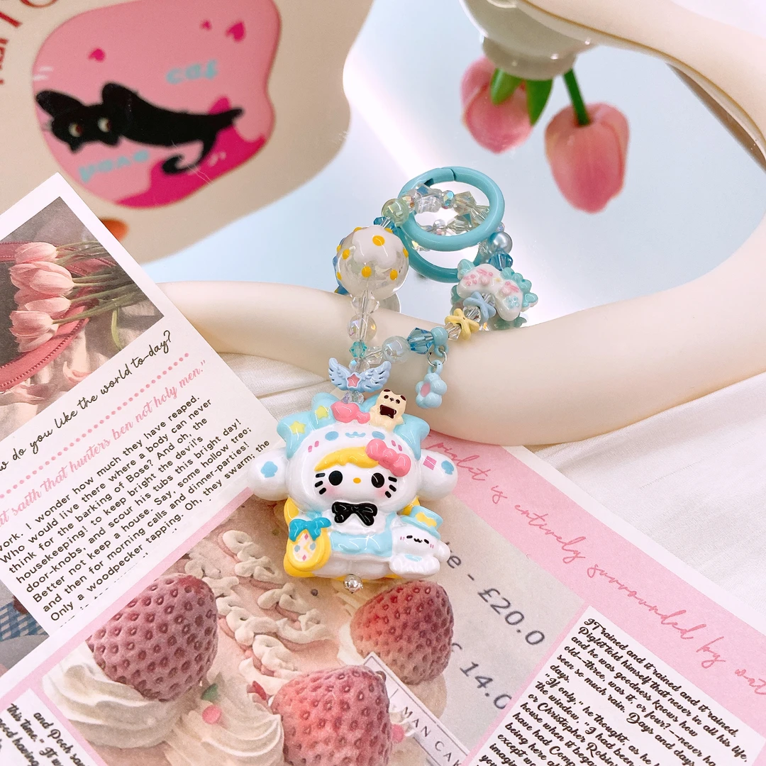 三丽鸥hello kitty帕恰狗潮玩重工手工挂件手绘珠包挂手机链车挂