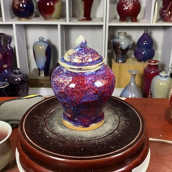 尚峰钧窑作品茶叶罐