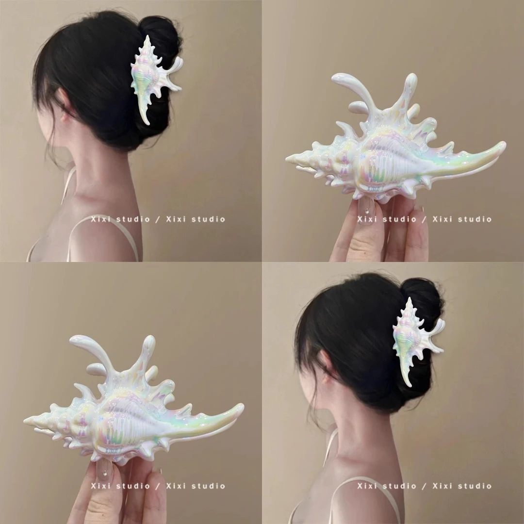 海的维纳斯!设计感海螺抓夹!创意发夹时尚鲨鱼夹发抓新品盘发器