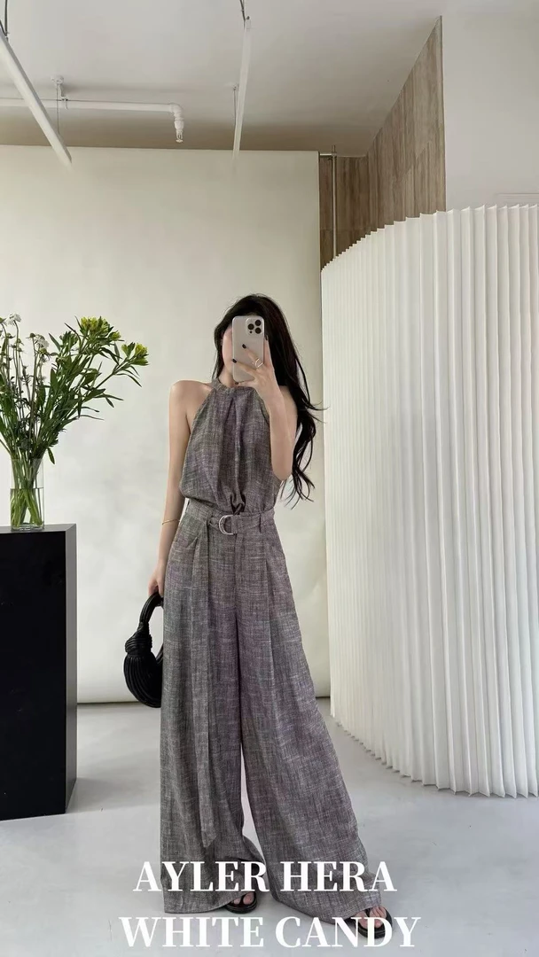 赫拉（7301 #福）气质贵气挂脖显瘦法式上衣 （衣长73）