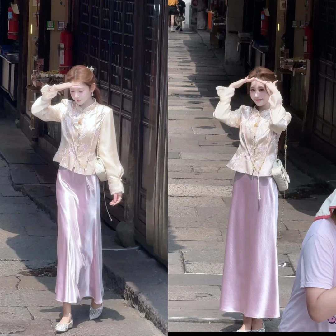 【婷婷】《葡萄藤•盈盈一握》掐腰版新中式紫色刺绣套装 TT2SQTY2309