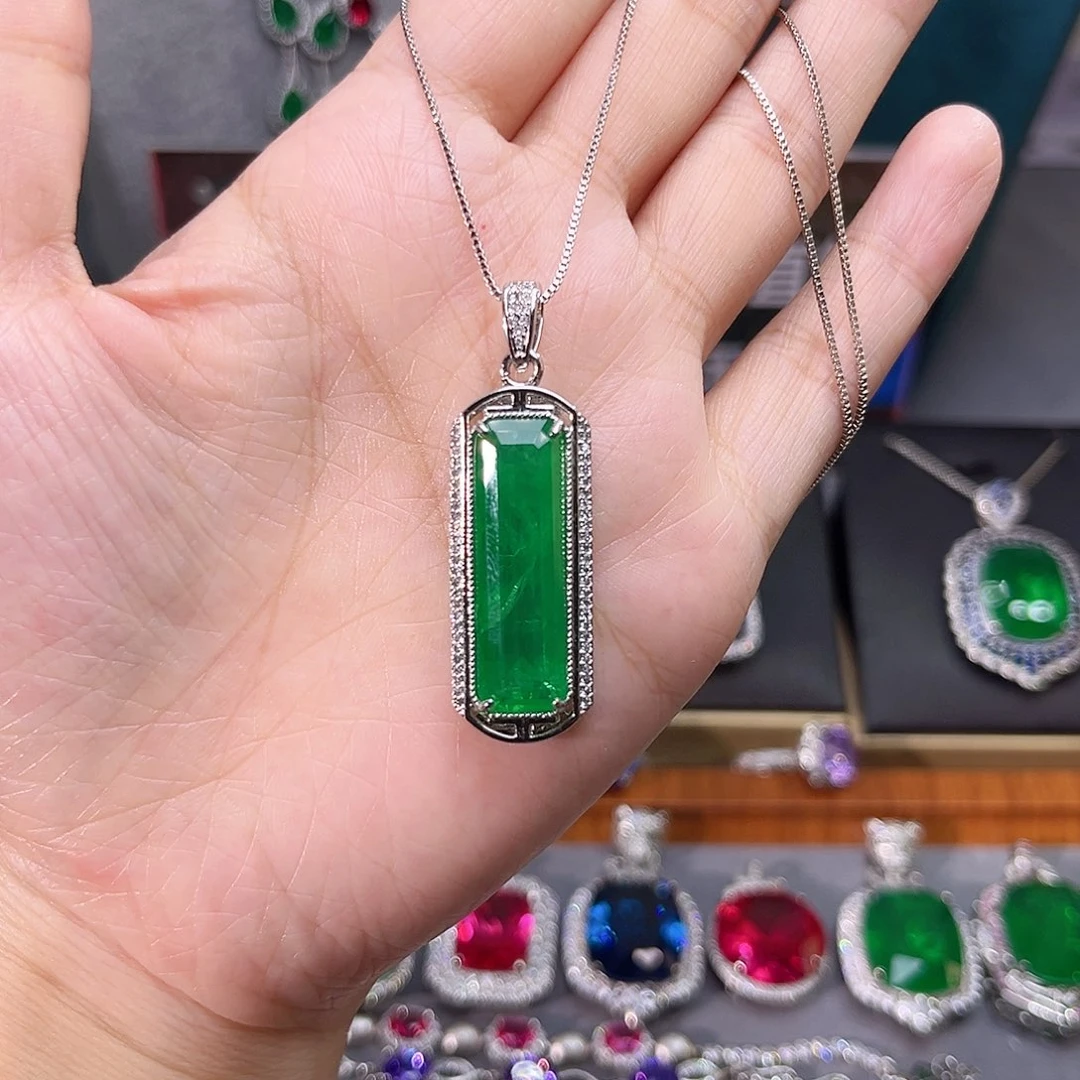 颈饰银S925镶嵌祖母绿t 35