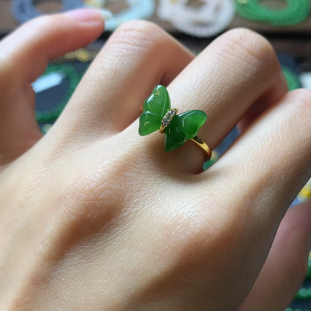 和田玉银S925镶嵌戒指下**。