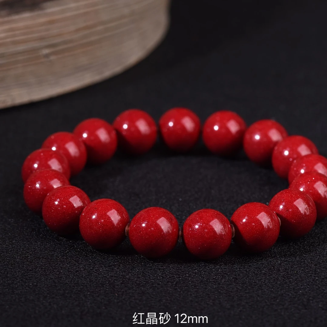 天然辰砂高含量天然红晶砂12mm朱砂正宗朱砂手链真品100%