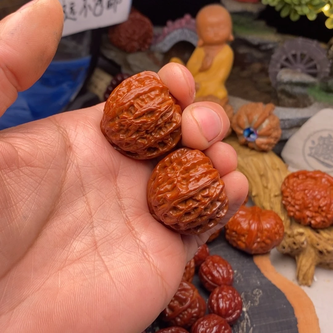 兜***豆把件文玩核桃白狮子