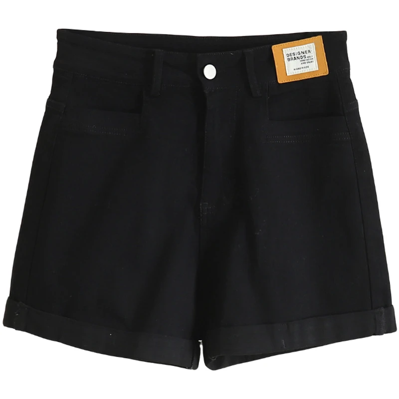 F889-【惠】韩系宽松卷边深色百搭牛仔短裤#QQB56Z005