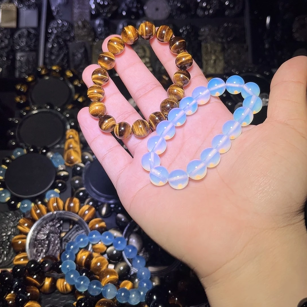 黑曜岩合金手链?****?12m黄虎眼蛋白手串各一条