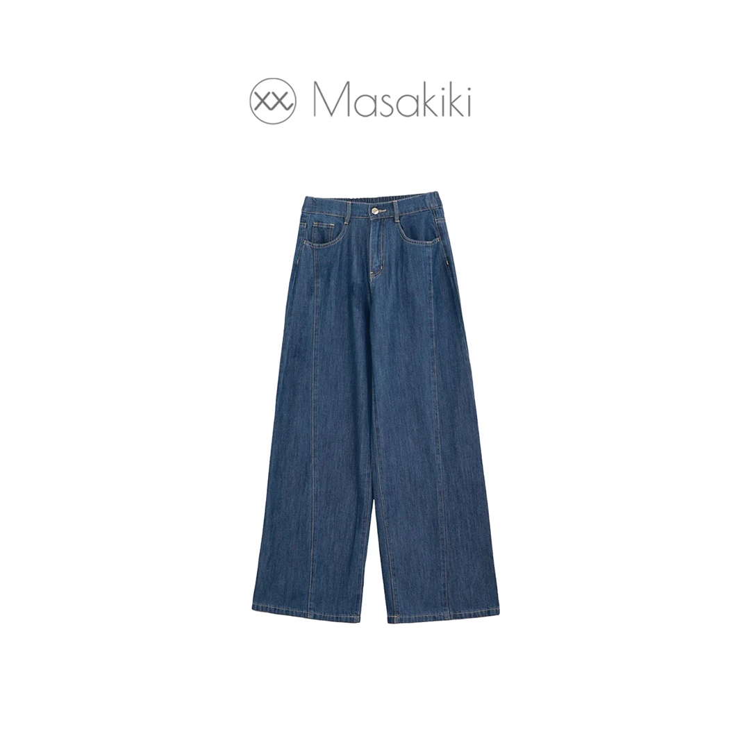 凉感空调裤！D*B 莱赛尔×莫代尔混纺~高腰立体斜裁阔腿牛仔裤