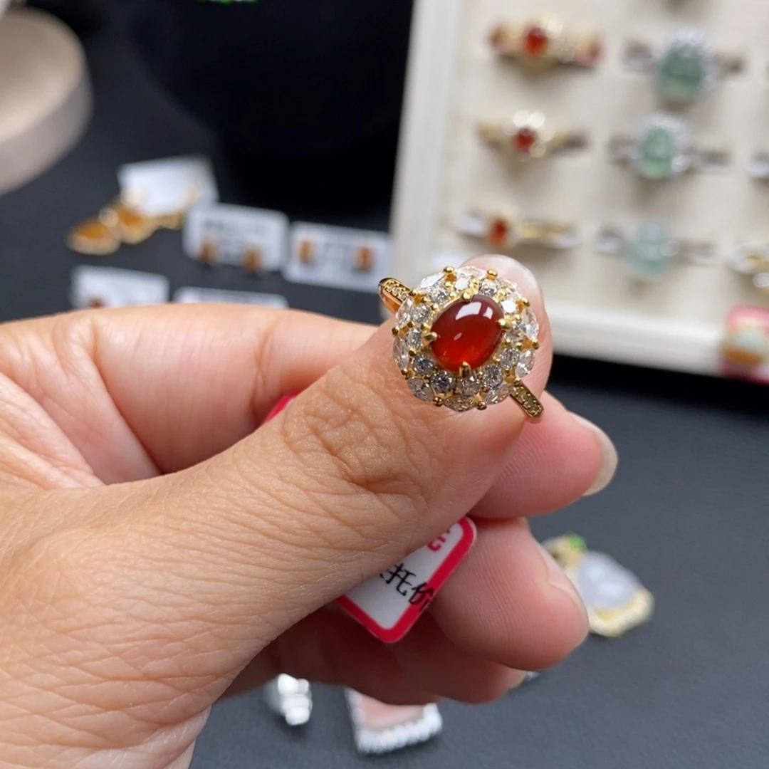 九***儿翡翠银S925镶嵌戒指