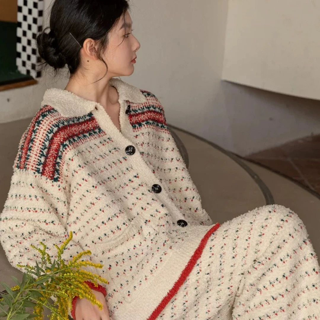 睡衣女秋冬季珊瑚绒半边绒加厚高级感2025新款家居服套装可外出穿