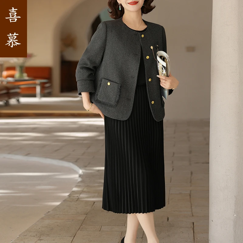 中年妈妈春装连衣裙两件套气质2025新款中老年女阔夫人春秋套装裙