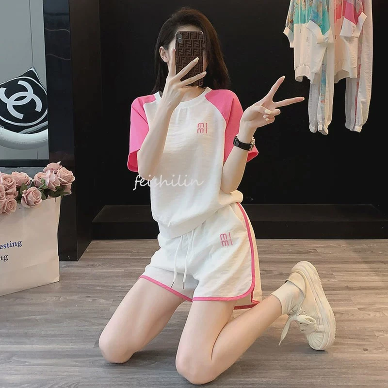 时尚减龄短袖短裤套装女夏季2025新款洋气休闲运动跑步两件套