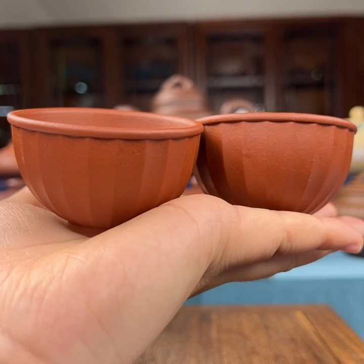 紫砂茶杯原矿朱泥主人杯2个50CC