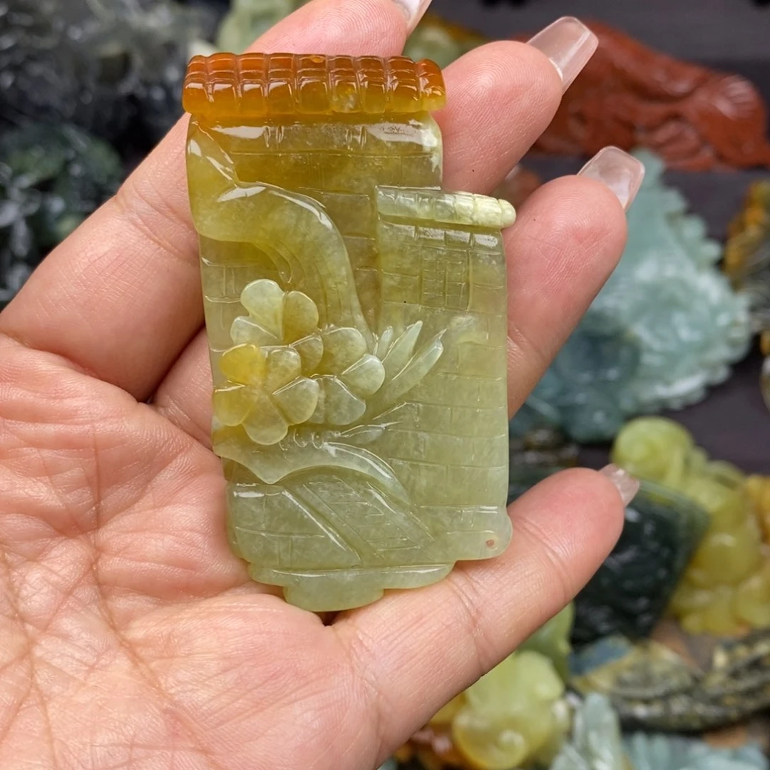 蛇纹石玉未镶嵌吊坠(赠链)