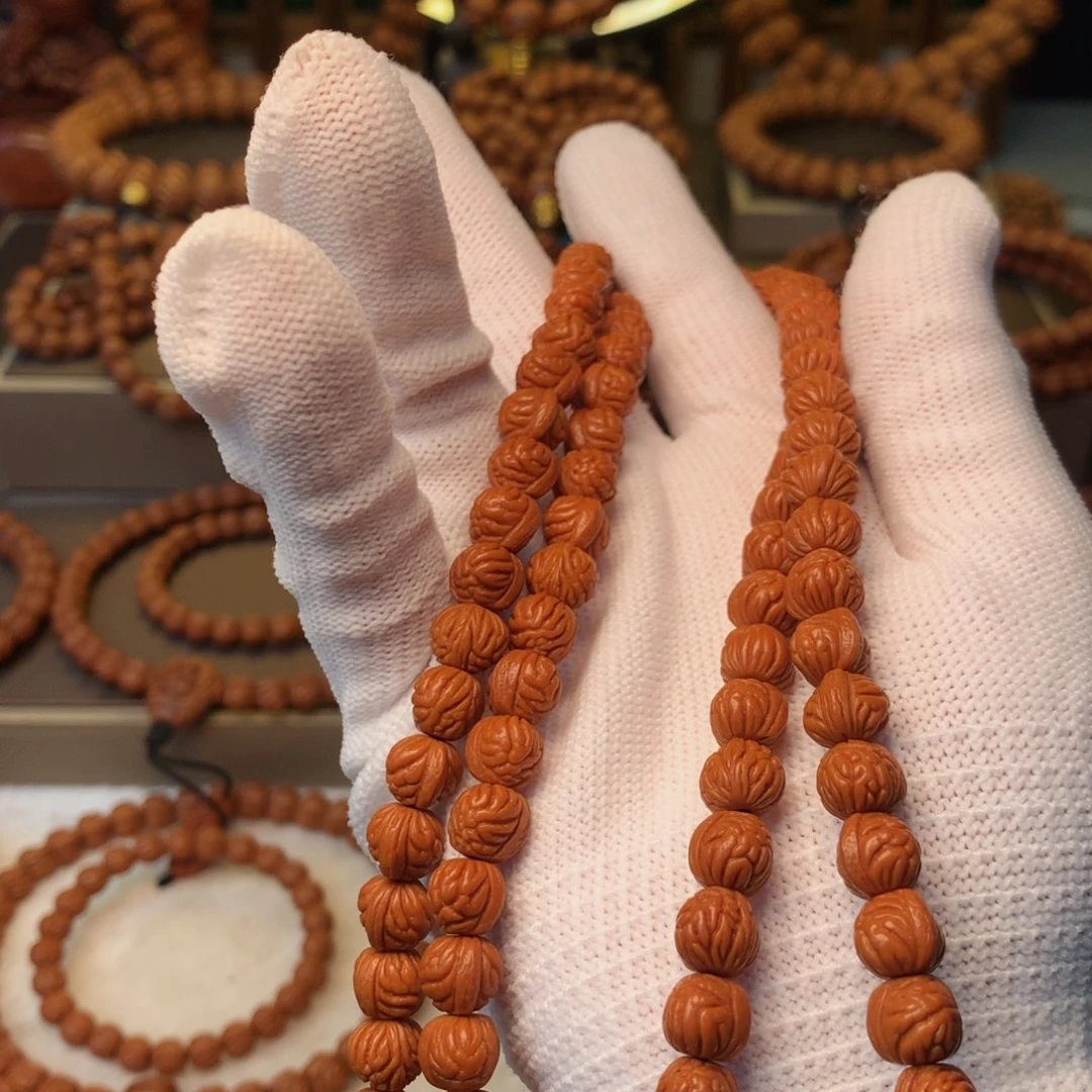 电***哥桃核手串秦岭龙纹