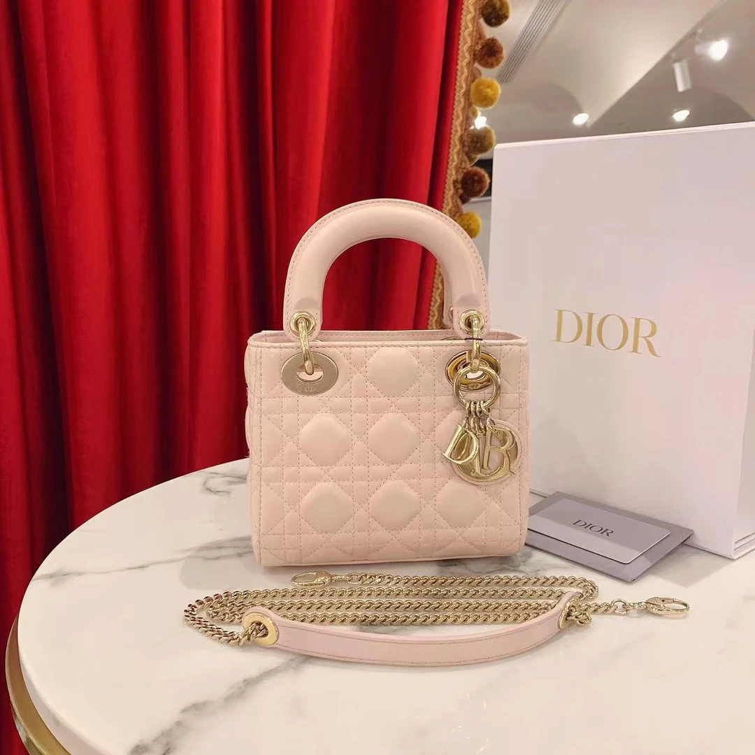 95新 DIOR/迪奥 GGS丨戴妃三格粉色金扣芯片款23年/54180477