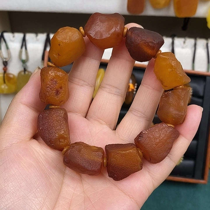 糖***果蜜蜡未镶嵌珠宝奇石手串