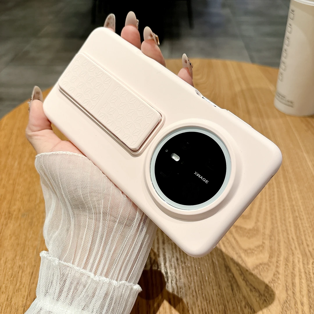 适用华为mate70手机壳新款mate70pro+液态硅胶折叠背带支架保护套
