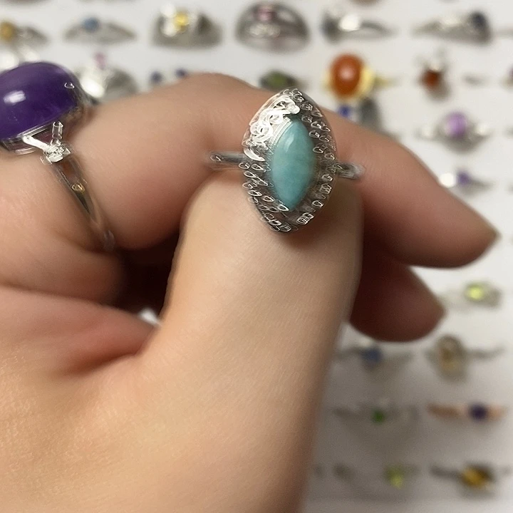 水晶戒指未镶嵌天河石