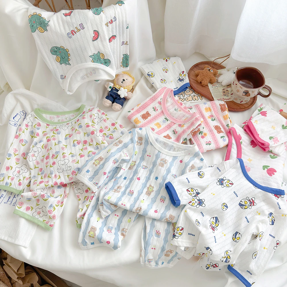 【A类100棉】家居服儿童睡衣空调服夏季薄款宝宝透气夏天七分套装