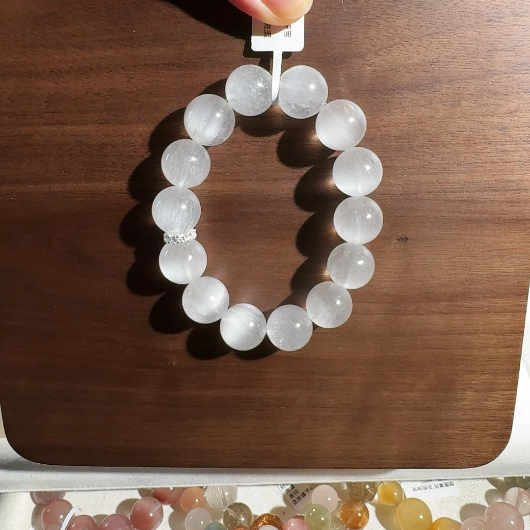 水晶手串银S925镶嵌@****^天然水晶手串招财14+