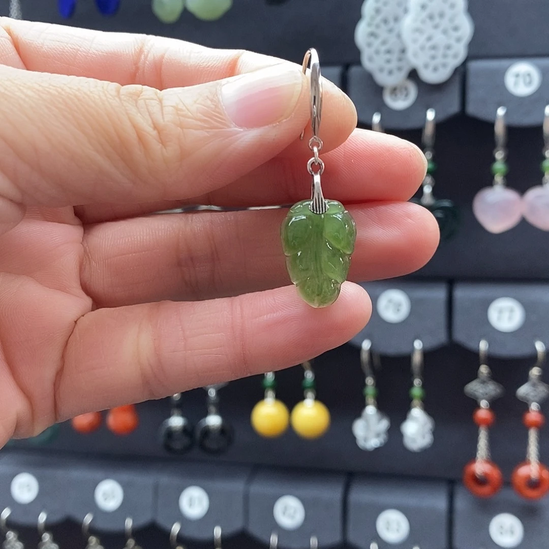 心***愿和田玉银S925镶嵌耳饰