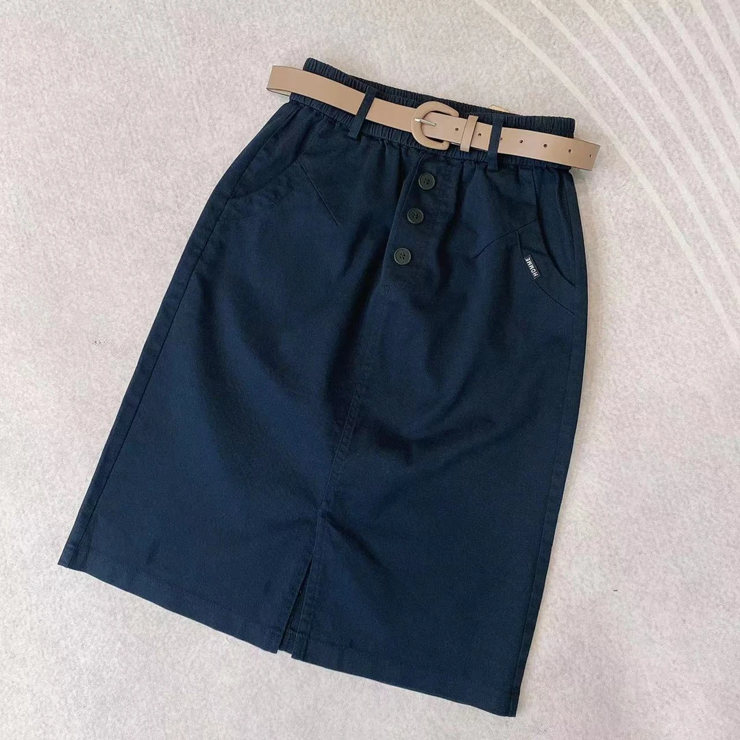 【韩紫朵】2025新款显瘦半身裙时尚百搭气质纯色牛仔裙   5718#