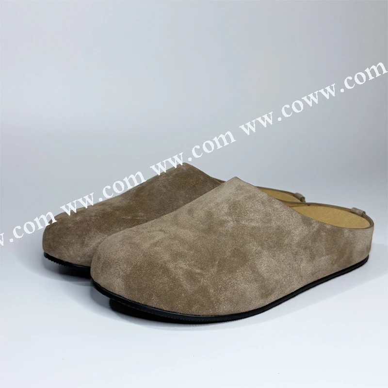 手工鞋~小众新款包头博肯拖鞋女高丝光牛反绒厚底外穿拖鞋